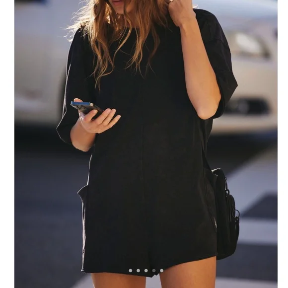 FP Movement by Free People Hot Shot Tee Romper in Black sz various NWT - Picture 4 of 6